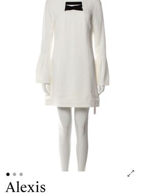 Alexis Cream Mini Dress with Black Bow Accent